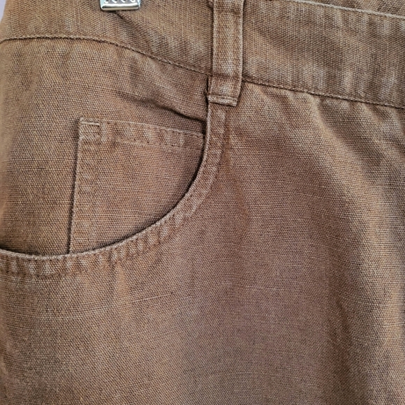 Talbots Petites Vintage Brown Irish Linen Cotton Blend High Rise Tapered Pants - Picture 7 of 14